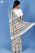 Mulmul Cotton Saree With Fall In Floral Block Print